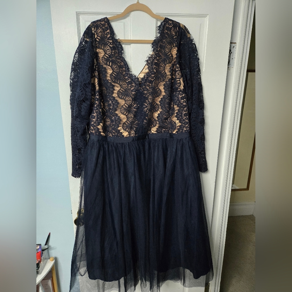 City Chic Navy Lace Midi Dress